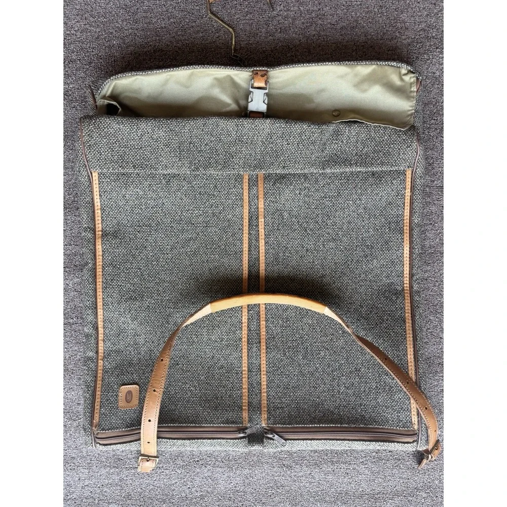 Hartmann Tan Tweed Garment Bag⭐️W/ Leather Trim and Shoulder Strap for Travel⭐️
